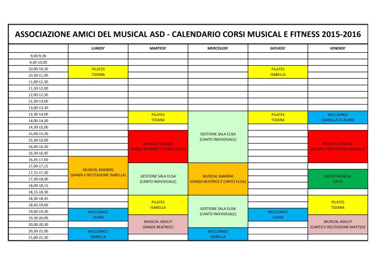 Calendario settimana di prova